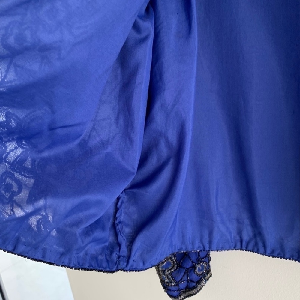 Vintage Papell Boutique evening beaded crop jacket elegant royal blue, S PL - Picture 7 of 14